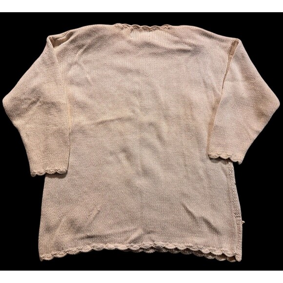 Tiara vintage pullover sweater floral embroidery long sleeve ramie cotton size M - Picture 4 of 10